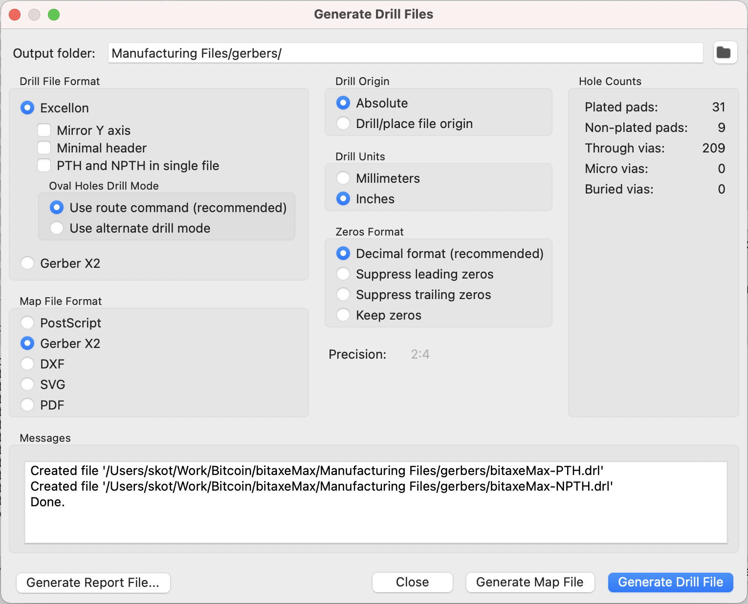 Drill Files Window